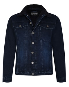 KAM Sherpa Lined Denim Jacket Indigo